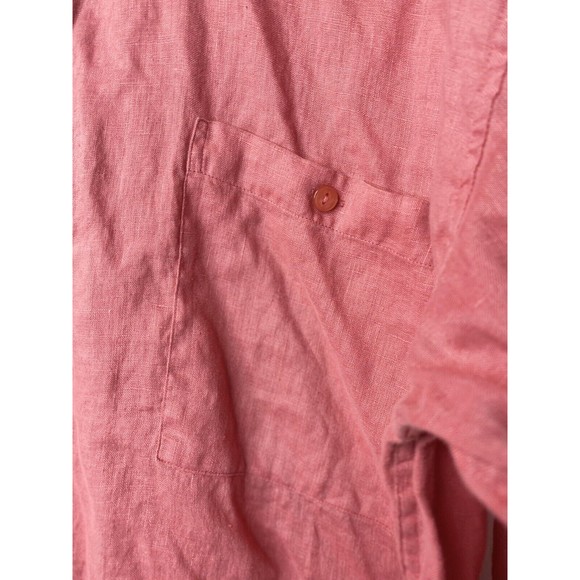 Burma Bibas Short Sleeve Button Up Shirt Men's Large 100% Linen - Picture 12 of 16